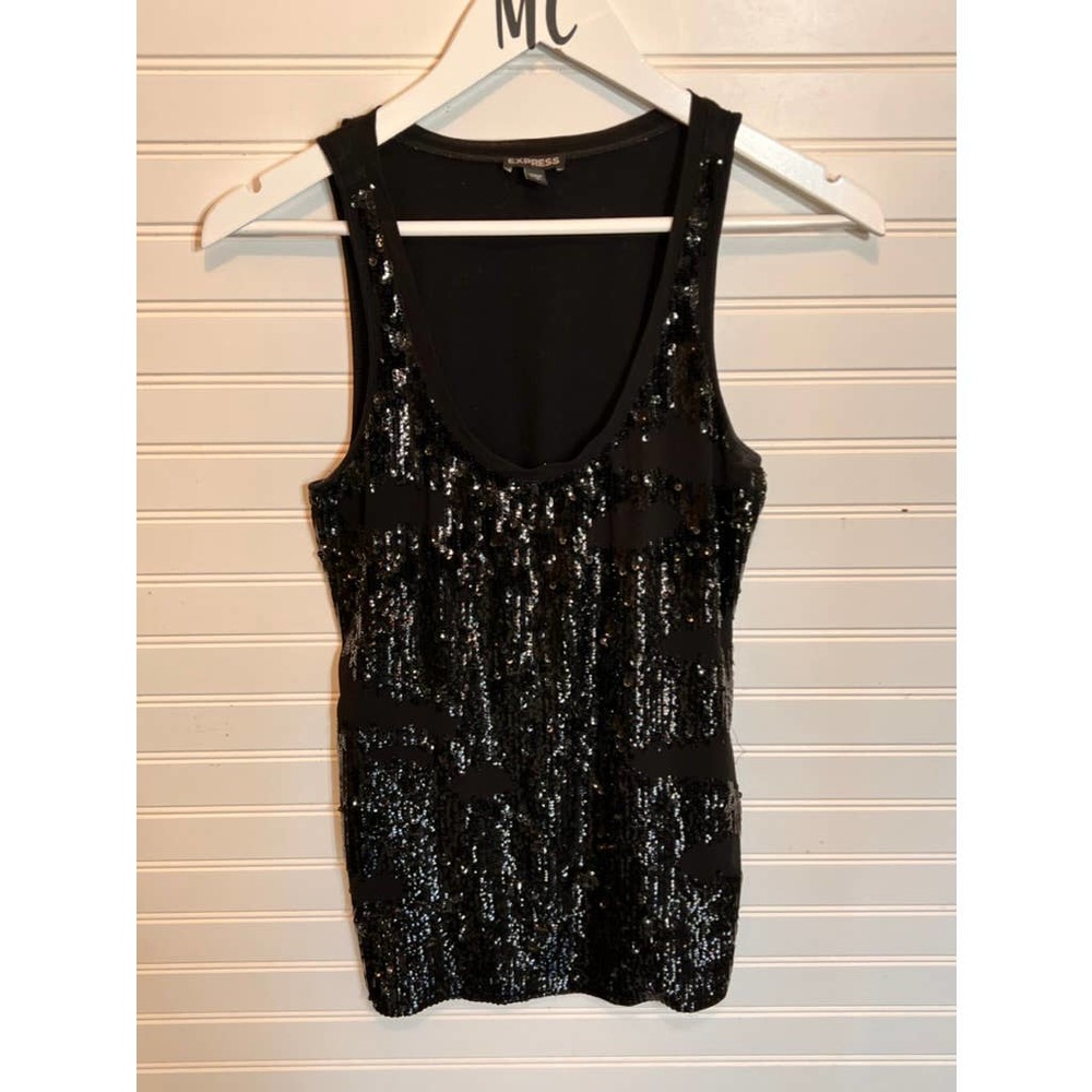 Express Sparkle Black Dress Tank Size Small